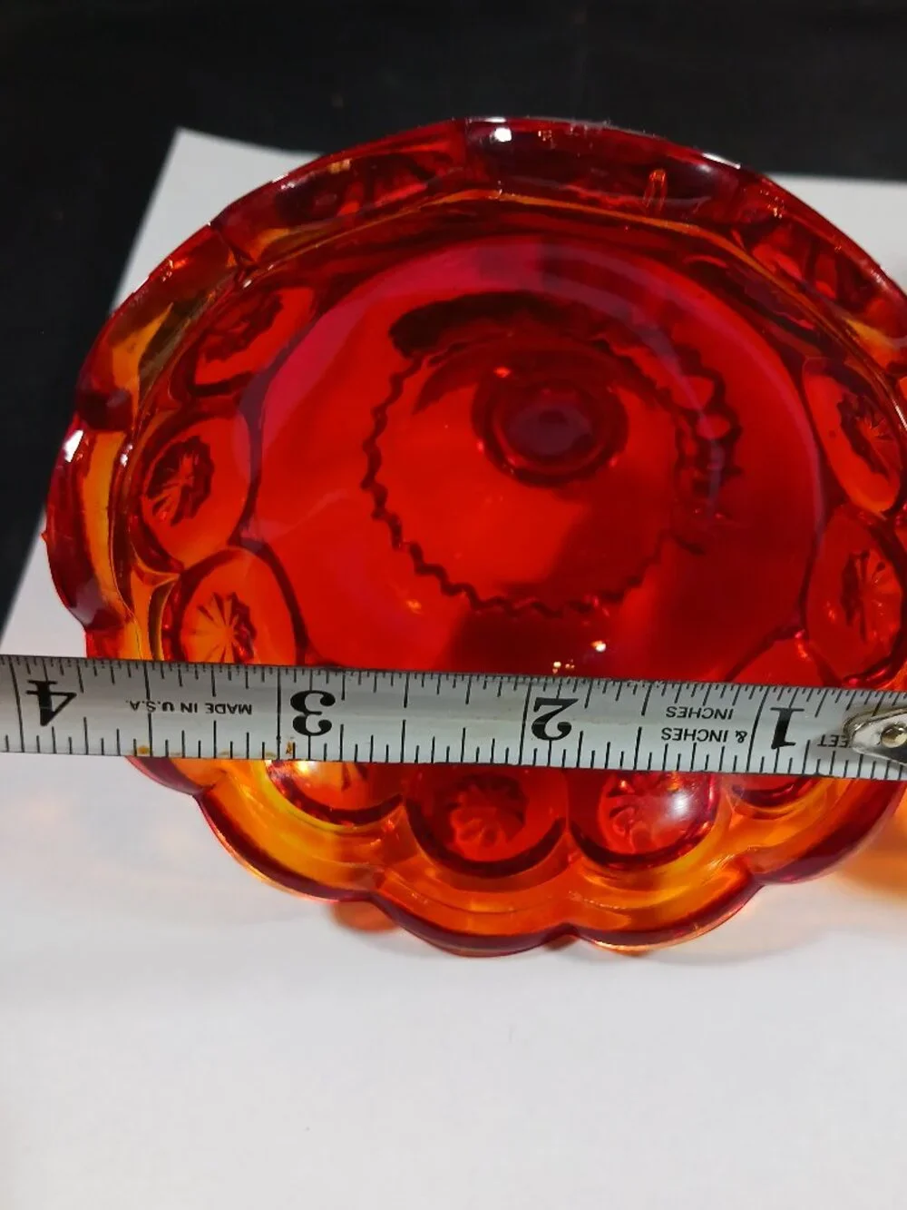 Vintage LE Smith Amberina Glass Candle Holders: Moon & Stars